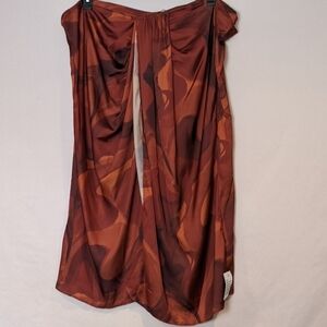ASOS Luxe Swirl Print Drape Midi Skirt in Orange and Brown size 24